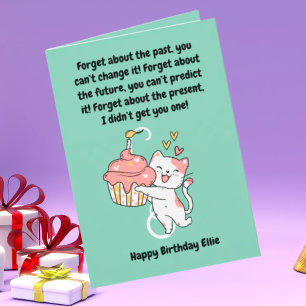 Funny Cute Cat Modern Birthday Greeting Card