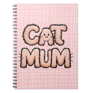 Funny cute "cat mum" furry whiskers mother's day notebook