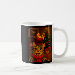 Funny Cute Cat Selfie With Santa Christmas Xmas Wo Coffee Mug