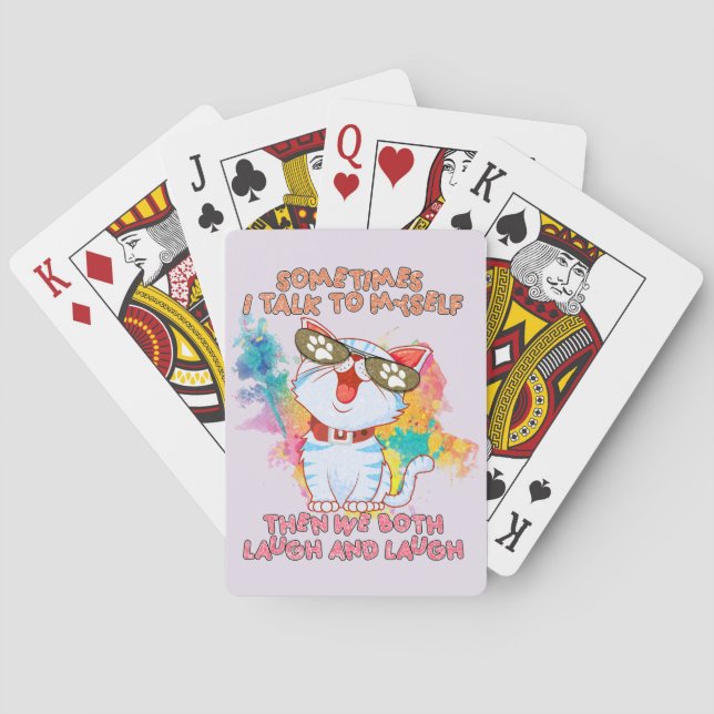 Funny Cute Cat | Sometimes I Talk To Myself Playing Cards (Back)