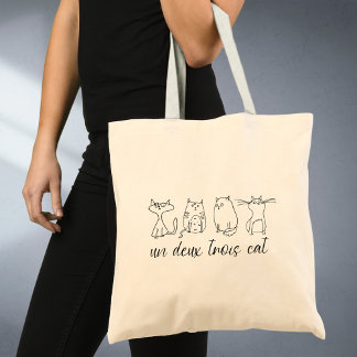 Funny Cute Cat Un Deux Trois Tote Bag