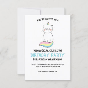 Funny Cute Cat Unicorn Birthday Party Invitation