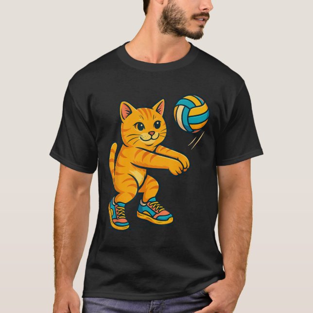 Funny Cute Cat Volleyball Player Fan Tee Trainer T (Front)
