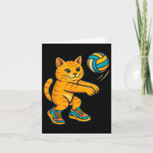 Funny Cute Cat Volleyball Player Fan Tee Trainer T Card