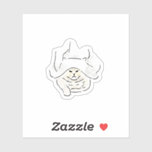 Funny Cute Cat Wearing Towel Hand Drawn Art