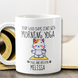 Funny Cute Cat Yoga Good Days Starts With Yoga  Coffee Mug
