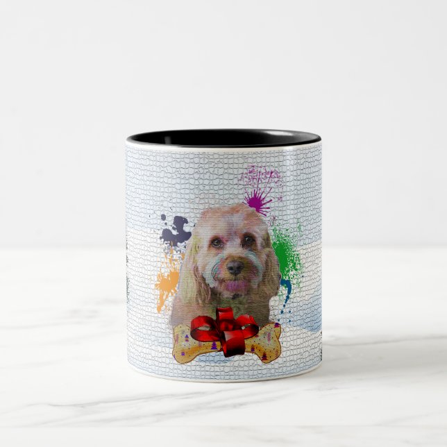 Funny, Cute Cavapoo Dog Yappy Christmas  Two-Tone Coffee Mug (Center)