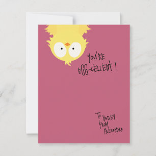 Funny Cute Chicken Pun “You’re Egg-cellent”  Card