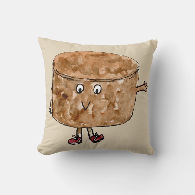 Funny Cute Chocolate Cake Wave Quirky Cartoon Art Cushion (Front)