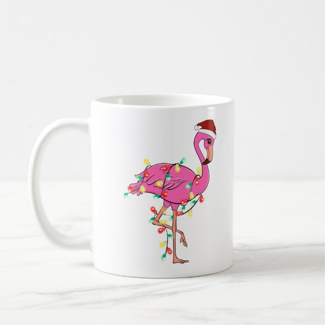 Funny Cute Christmas Flamingo Coffee Mug (Left)