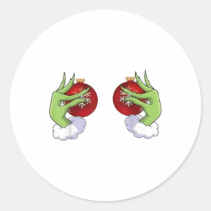 Funny Cute Christmas Heart Hands Style Family For Classic Round Sticker