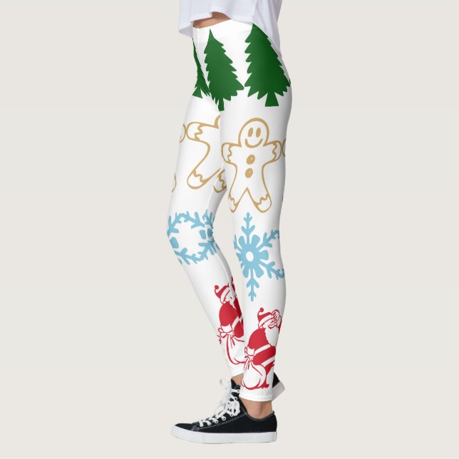 Funny Cute Christmas Holiday Pattern Leggings (Left)