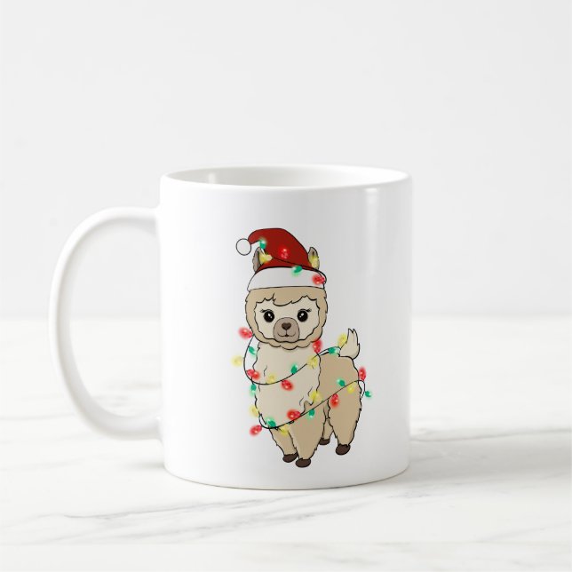 Funny Cute Christmas Llama Coffee Mug (Left)