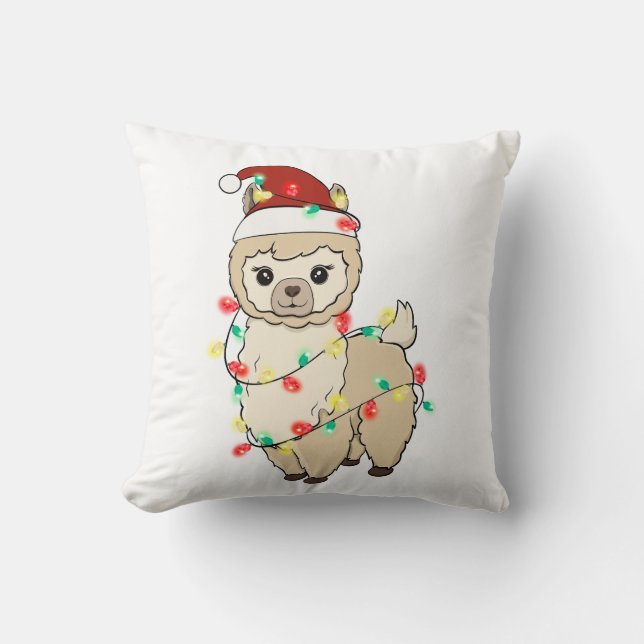 Funny Cute Christmas Llama Cushion (Front)
