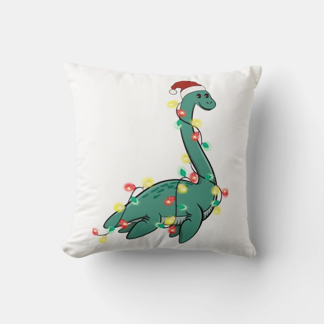 Funny Cute Christmas Lochness Monster Cushion (Front)