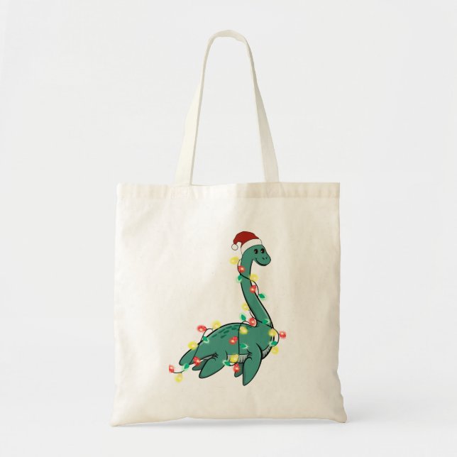 Funny Cute Christmas Lochness Monster Tote Bag (Front)