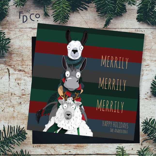 Funny Cute Christmas “Merrily Merrily Merrily” Holiday Card (Creator Uploaded)