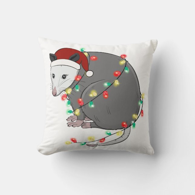 Funny Cute Christmas Opossum Cushion (Front)