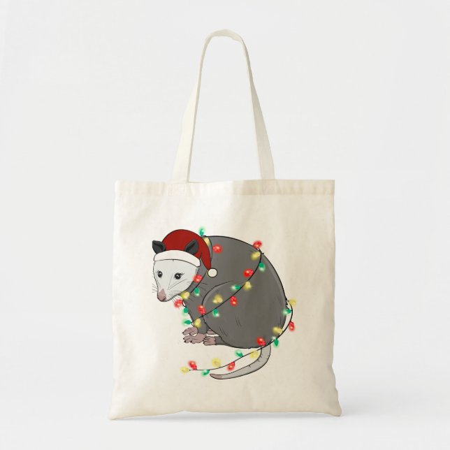 Funny Cute Christmas Opossum Tote Bag (Front)
