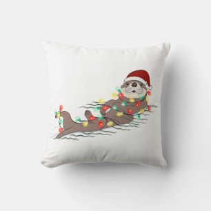 Funny Cute Christmas Otter Cushion