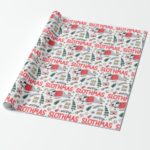 Funny Cute Christmas Sloth with Santa Hat Wrapping Paper