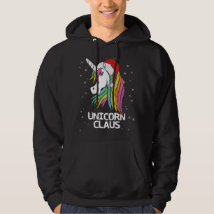 Funny Cute Christmas Unicorn Claus Santa Hoodie