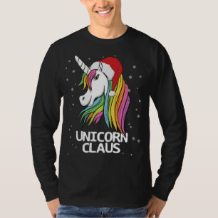 Funny Cute Christmas Unicorn Claus Santa T-Shirt