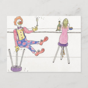 Funny Cute Clown Love Cartoon Romance Humour Art Postcard