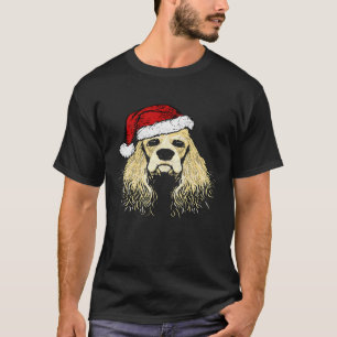 Funny Cute Cocker Spaniel In Santa Hat Christmas G T-Shirt