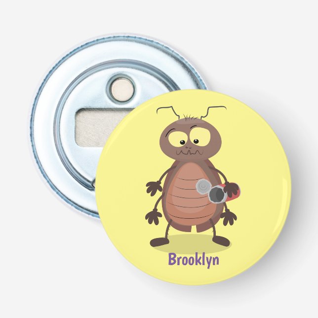 Funny cute cockroach cartoon character bottle opener (Front)