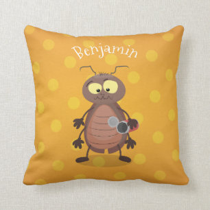 Funny cute cockroach cartoon character cushion