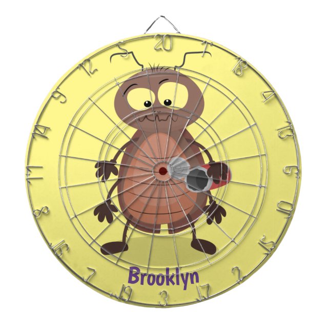 Funny cute cockroach cartoon character dartboard (Front)