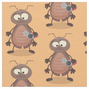 Funny cute cockroach cartoon character fabric