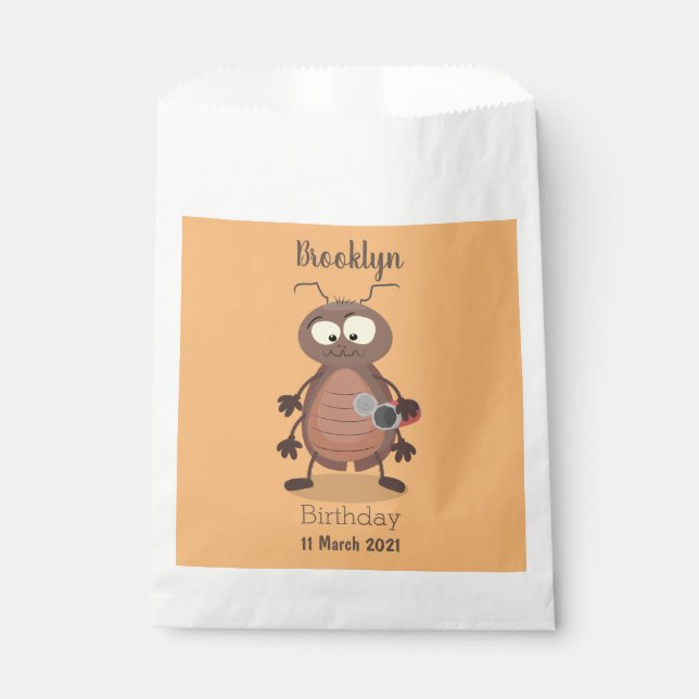 Funny cute cockroach cartoon character favour bag (Front)