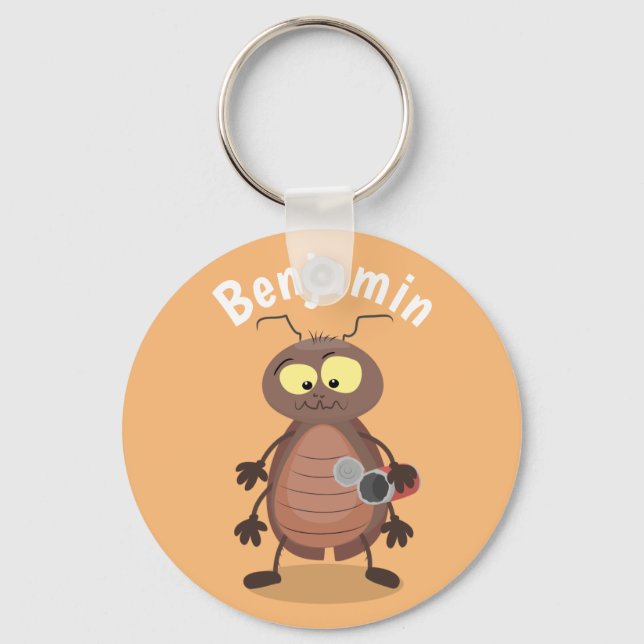 Funny cute cockroach cartoon character key ring (Front)