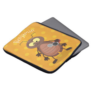 Funny cute cockroach cartoon character laptop sleeve