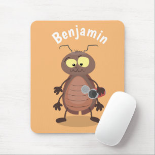Funny cute cockroach cartoon character mouse pad