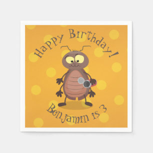 Funny cute cockroach cartoon character napkin