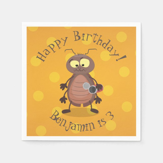 Funny cute cockroach cartoon character napkin (Front)