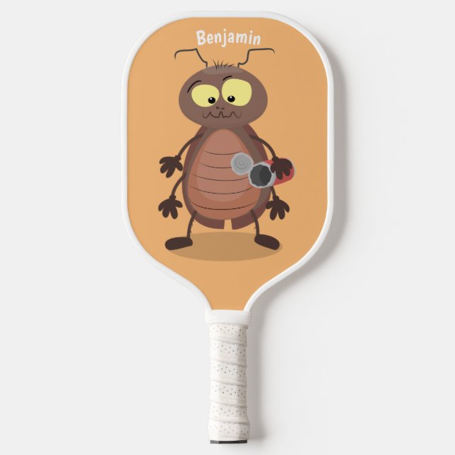 Funny cute cockroach cartoon character pickleball paddle (Front)