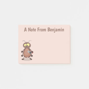 Funny cute cockroach cartoon character post-it notes