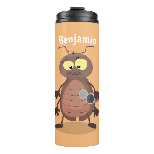 Funny cute cockroach cartoon character thermal tumbler (Front)