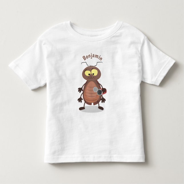 Funny cute cockroach cartoon character toddler T-Shirt (Front)