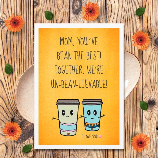 Funny Cute Coffee Kawaii Best Mum Ever Mothers Day Card (Creator Uploaded)