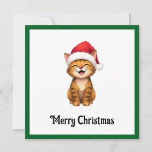 Funny Cute Comic Whimsical Cat Merry Christmas  Holiday Card