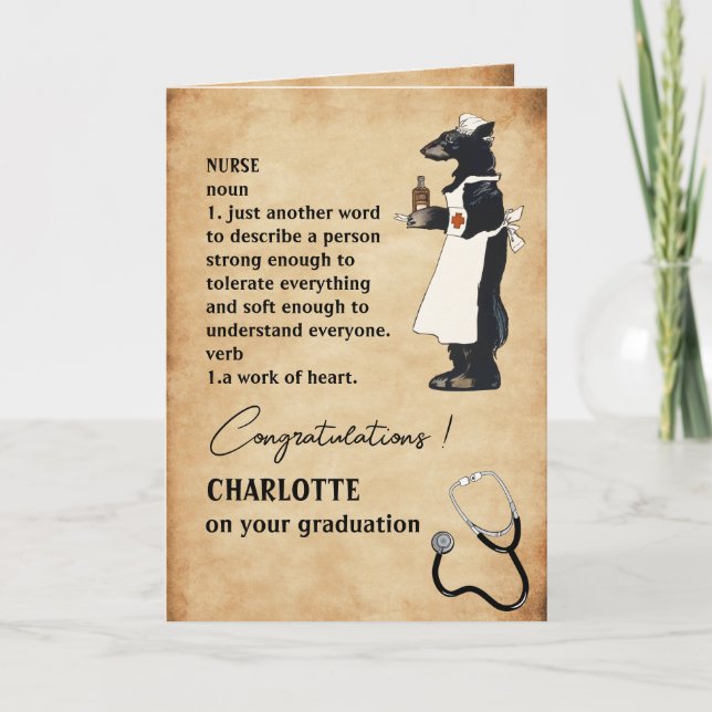Funny & Cute Congratulations Nurse Graduation Card (Front)