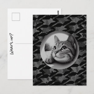 Funny Cute Cool Cat What's Up Animals Hello Meow Postcard