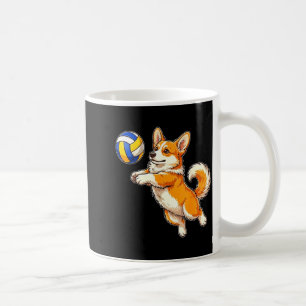 Funny cute corgi dog playing volleyball sports coffee mug