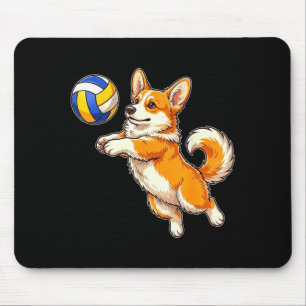Funny cute corgi dog playing volleyball sports mouse pad