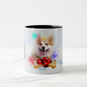 Funny, Cute Corgi Dog Yappy Christmas Two-Tone Coffee Mug